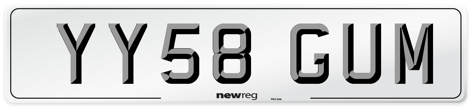 YY58 GUM Number Plate from New Reg